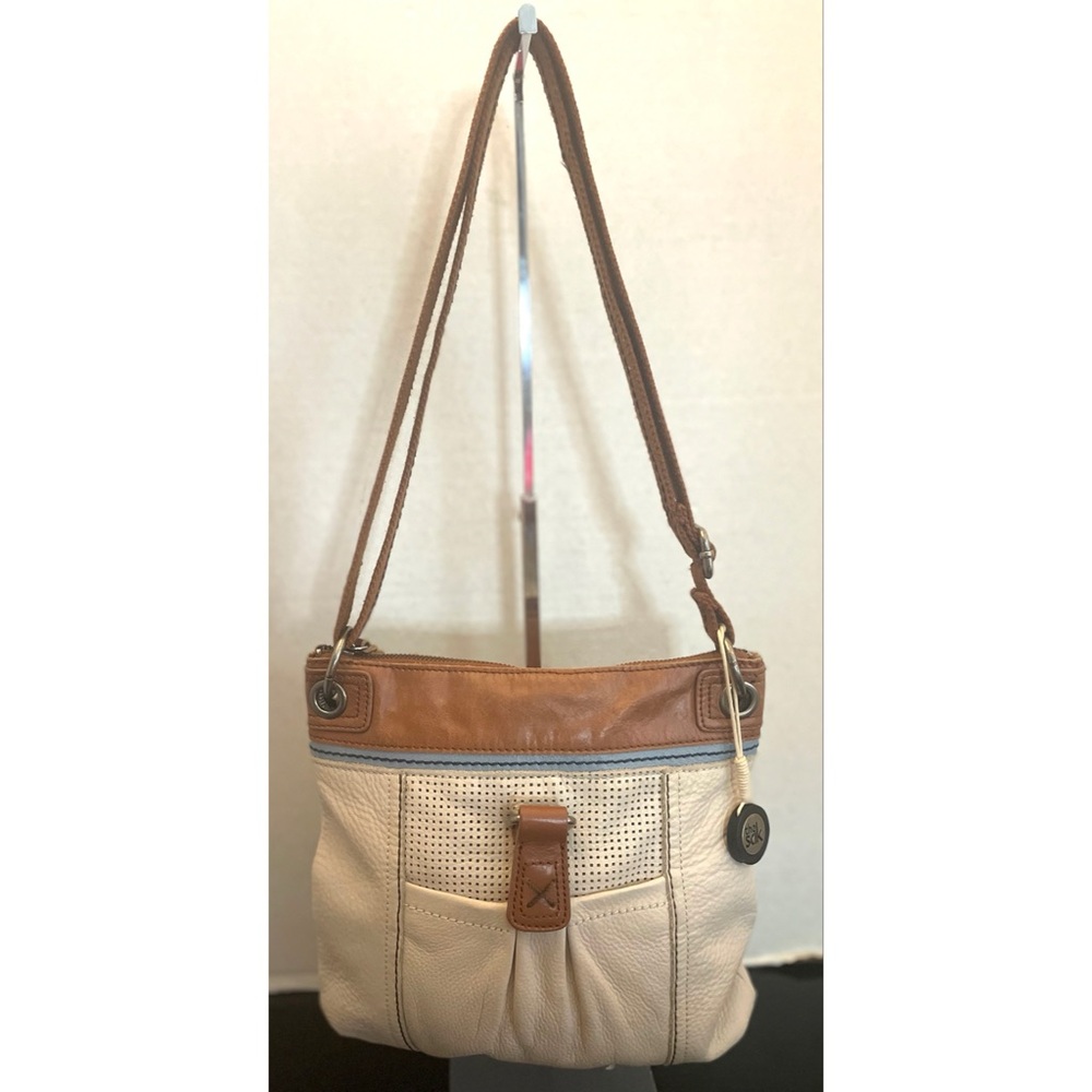 The Sak Kendra Leather Crossbody Elegant Cream and Brown Women's.
